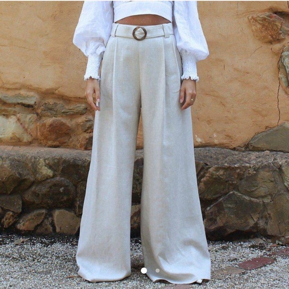 NWT‎ Saroka Dahlia Linen Pant in Natural Size 6 - Picture 1 of 9